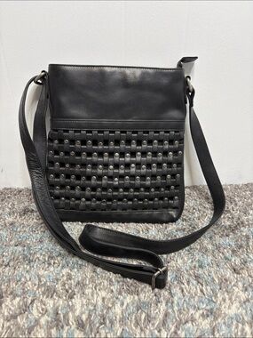 Rugged Earth Bag Womens Genuine Leather Studded Conceal Carry Crossbody Black